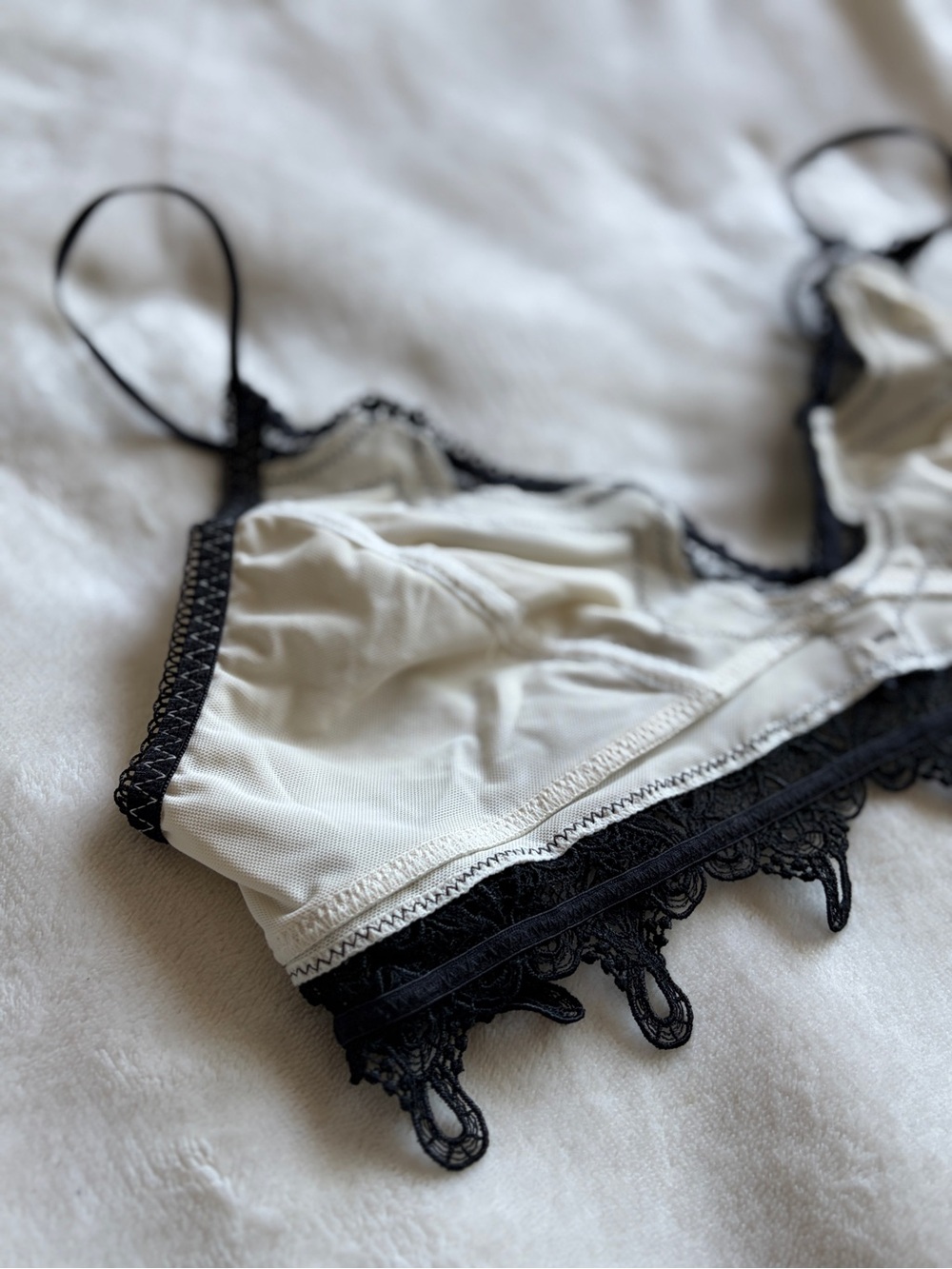 Free People Women’s Lace-Trim Bralette - Cream and Black